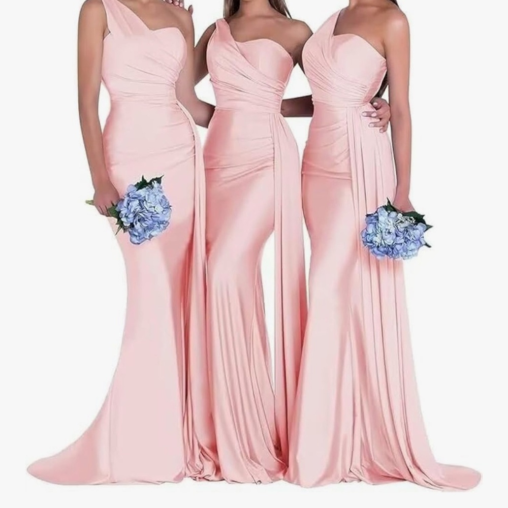 Elegant Pink Satin Dress Prom/Bridesmaid/Evening Party Gown -size 0 NEW